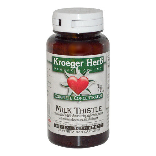 Kroeger Herbs Complete Concentrates Milk Thistle 80% Vegetarian Capsules, 90 Ea